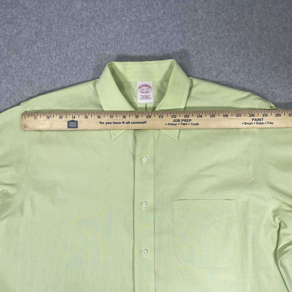 Brooks Brothers Button Down Shirt Mens 16.5-33 Yellow Traditional Fit Non-Iron - Picture 13 of 16